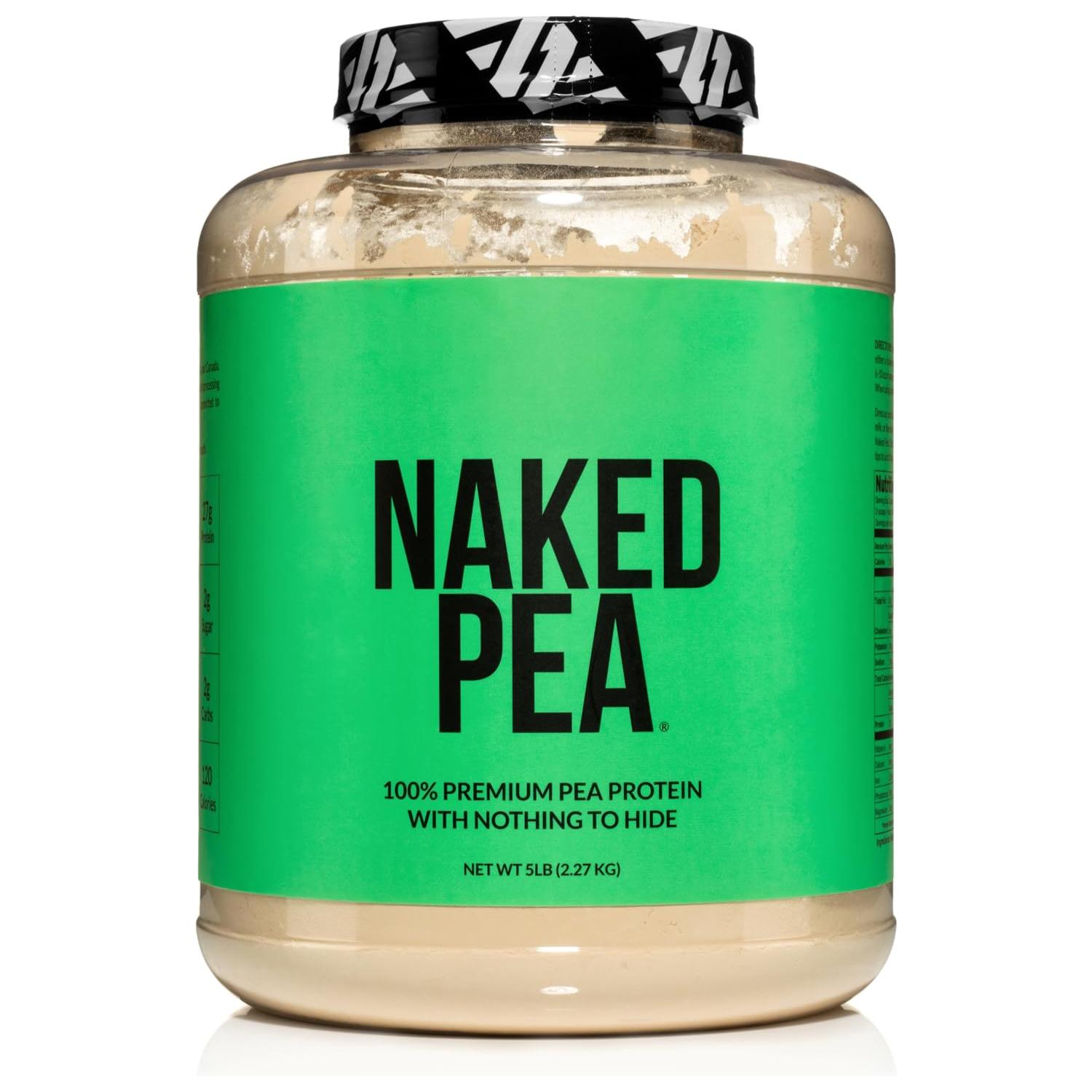 NAKED nutrition 5LB 100% Pea Protein Powder from North American Farms - Unflavored Vegan Pea Protein Isolate - Plant Protein Powder, Easy to Digest - Speeds Muscle Recovery