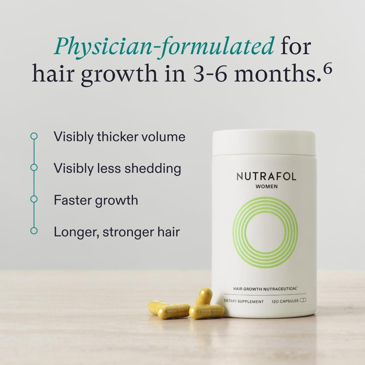 Nutrafol Women&#39;s Hair Growth Supplements, Ages 18-44, Clinically Proven for Visibly Thicker and Stronger Hair, Dermatologist Recommended - 1 Month Supply