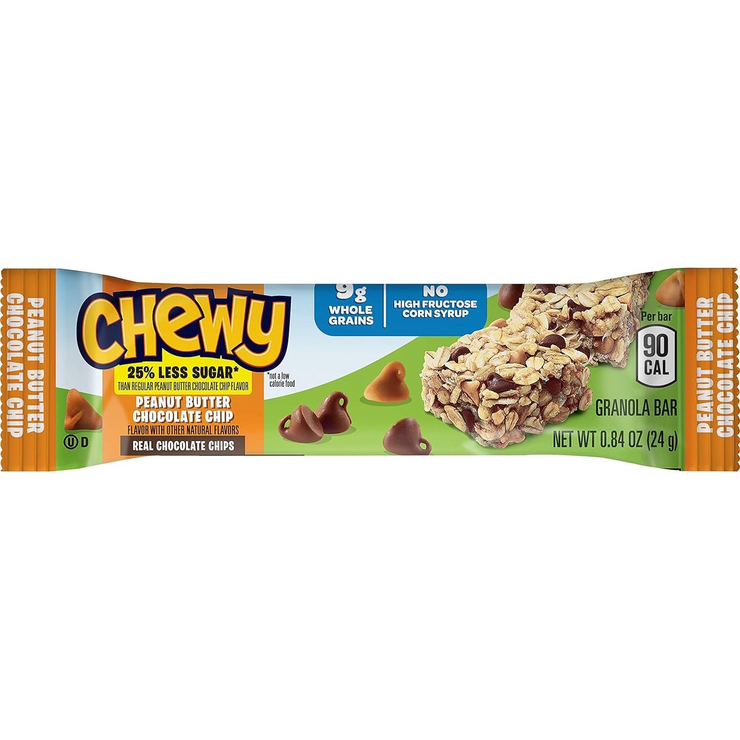 Quaker Chewy Granola Bars, Peanut Butter Chocolate Chip - 8 count (24g per pack)