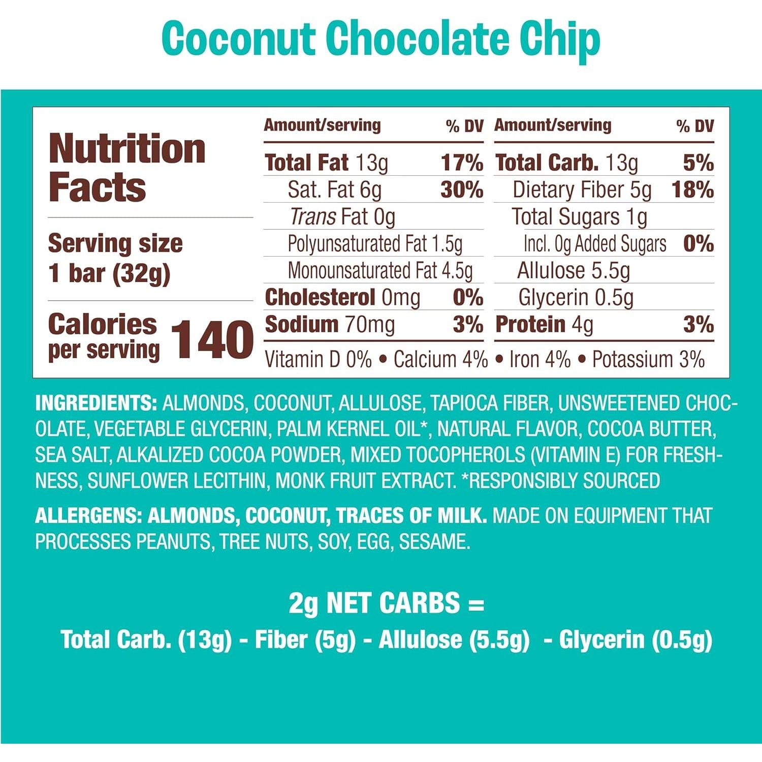 Munk Pack Chewy Granola Bar, Coconut Cocoa Chip | 1g Sugar, 4g Plant Based Protein, Low Carb &amp; Keto Friendly | Gluten Free, Non GMO, Erythritol Free Breakfast &amp; Snack Bars | 12 Pack