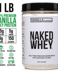 Naked Vanilla Whey Protein 1LB - Only 3 Ingredients, All Natural Grass Fed Whey Protein Powder + Vanilla + Coconut Sugar- GMO-Free, Soy Free, Gluten Free. Aid Muscle Growth & Recovery - 12 Servings