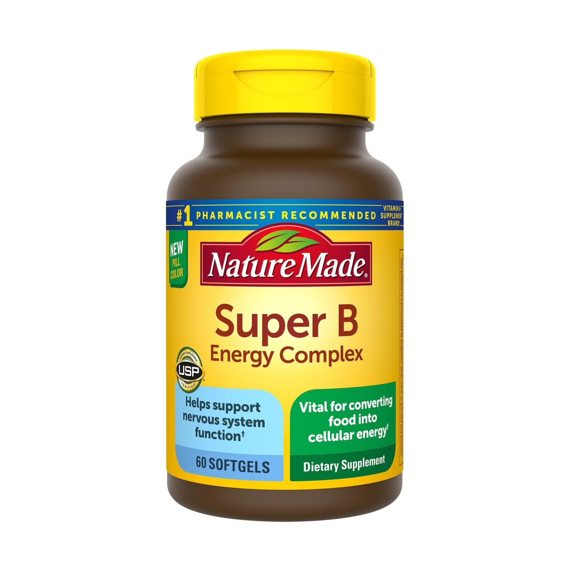 Nature Made Super B Energy Complex, Dietary Supplement for Brain Cell Function Support, 60 Softgels, 60 Day Supply