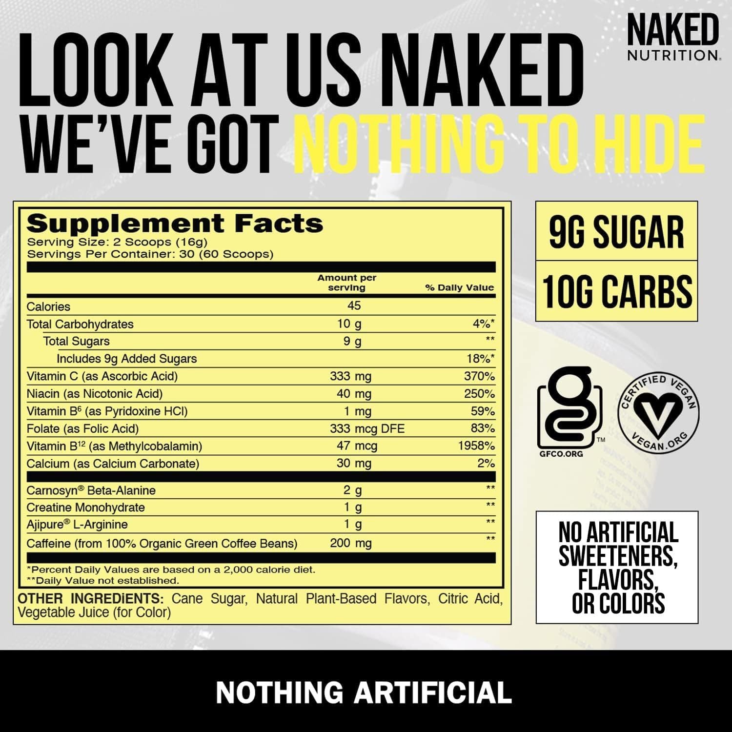 NAKED nutrition Fruit Punch Naked Energy - Clean Pre Workout Supplement for Men and Women