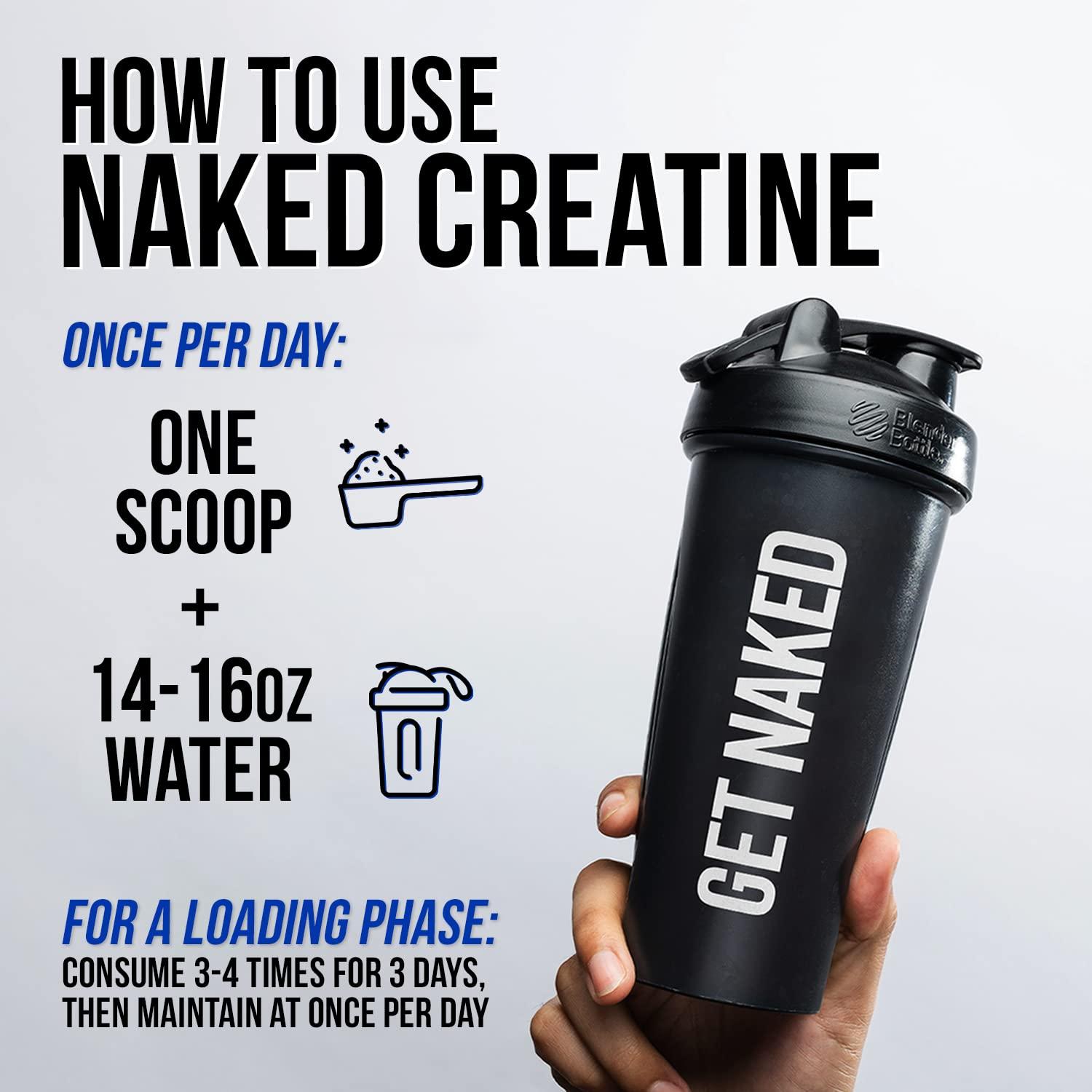 Naked Nutrition Pure Micronized Creatine Monohydrate - 100 Servings - 500 Grams, 1.1Lb Bulk, Vegan, Non-GMO, Gluten Free, Soy Free. Aid Strength Gains, No Artificial Ingredients - Naked Creatine