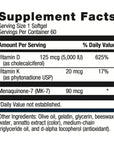 Metagenics D3 5,000 + K - for Immune Support, Bone Health & Heart Health* - Vitamin D with MK-7 (Vitamin K2) - Non-GMO - Gluten-Free - 60 Softgels