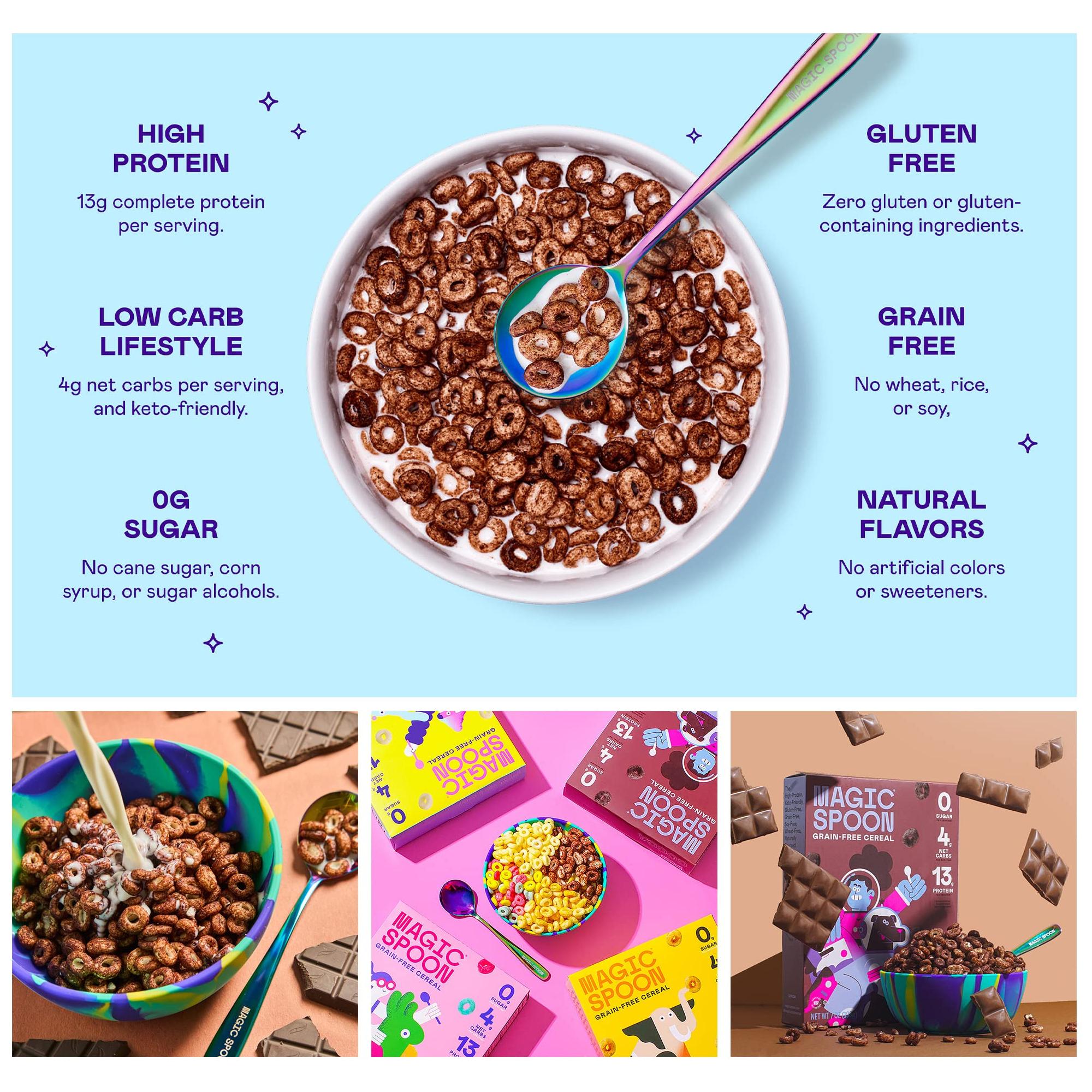 Magic Spoon Cereal, Cocoa 4-Pack of Cereal - Keto &amp; Low Carb Lifestyles I Gluten &amp; Grain Free I High Protein I 0g Sugar