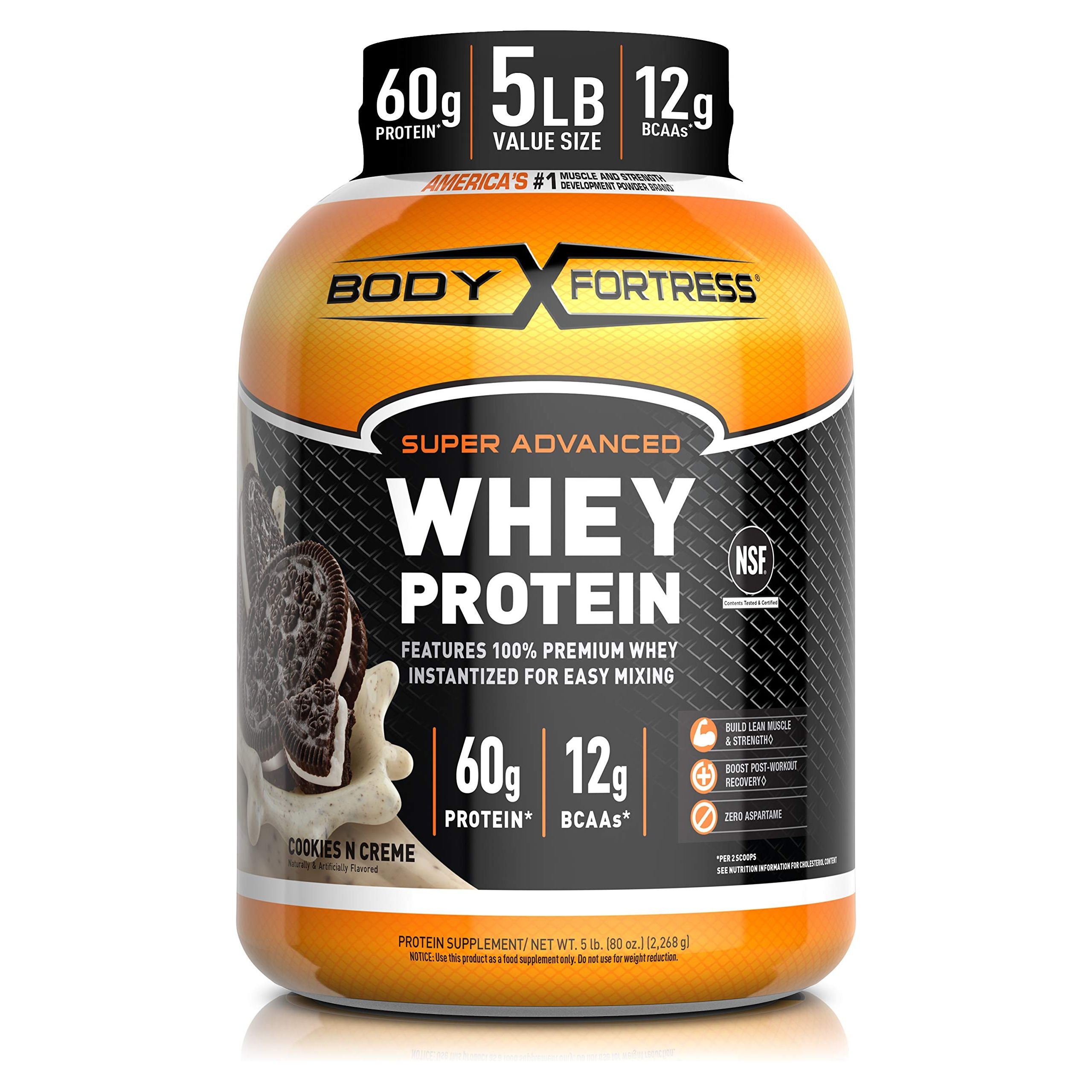 Body Fortress Whey Protein Powder 5 lb, Cookies n Creme