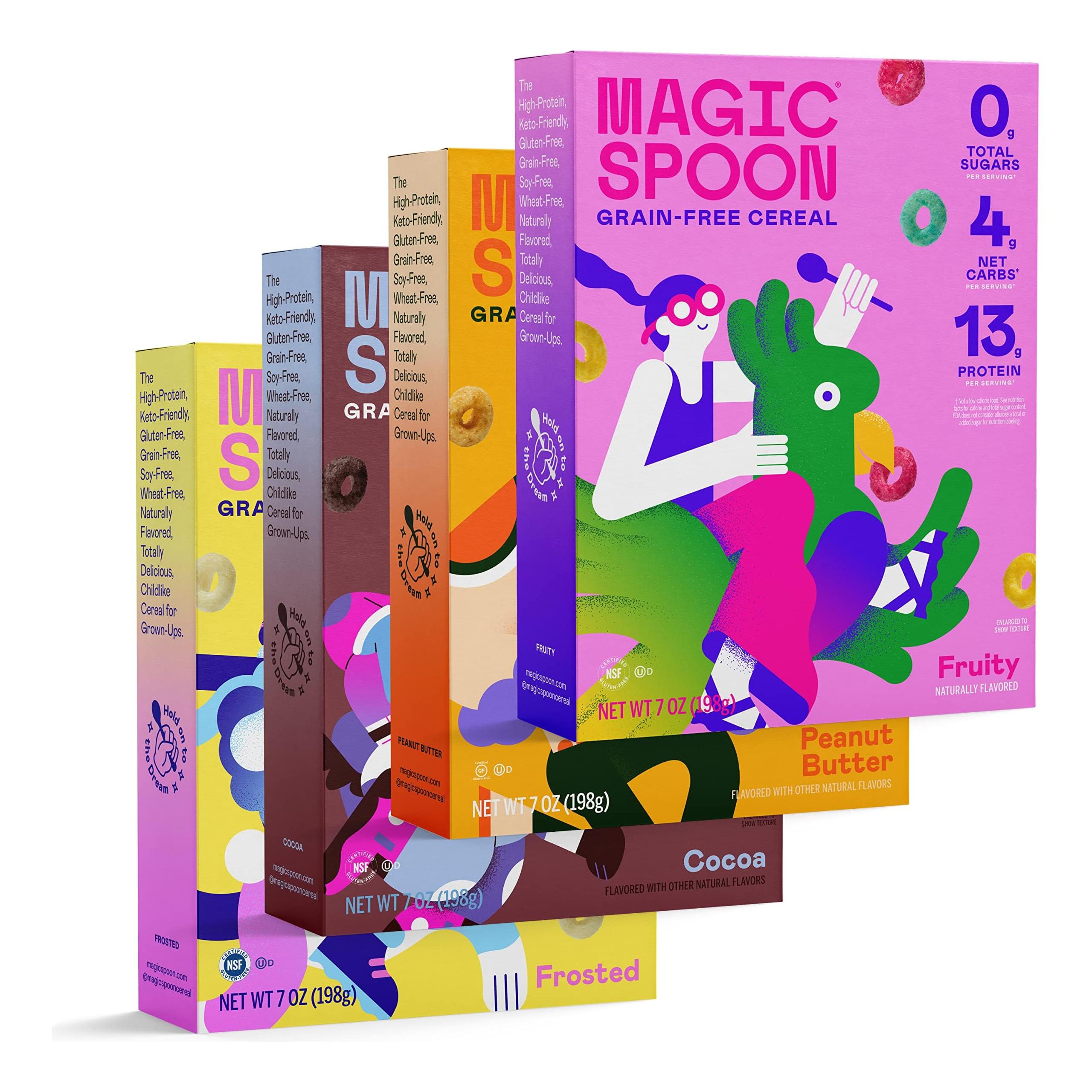 Magic Spoon Cereal, Variety 4-Pack of Cereal - Keto &amp; Low Carb Lifestyles I Gluten &amp; Grain Free I High Protein I 0g Sugar