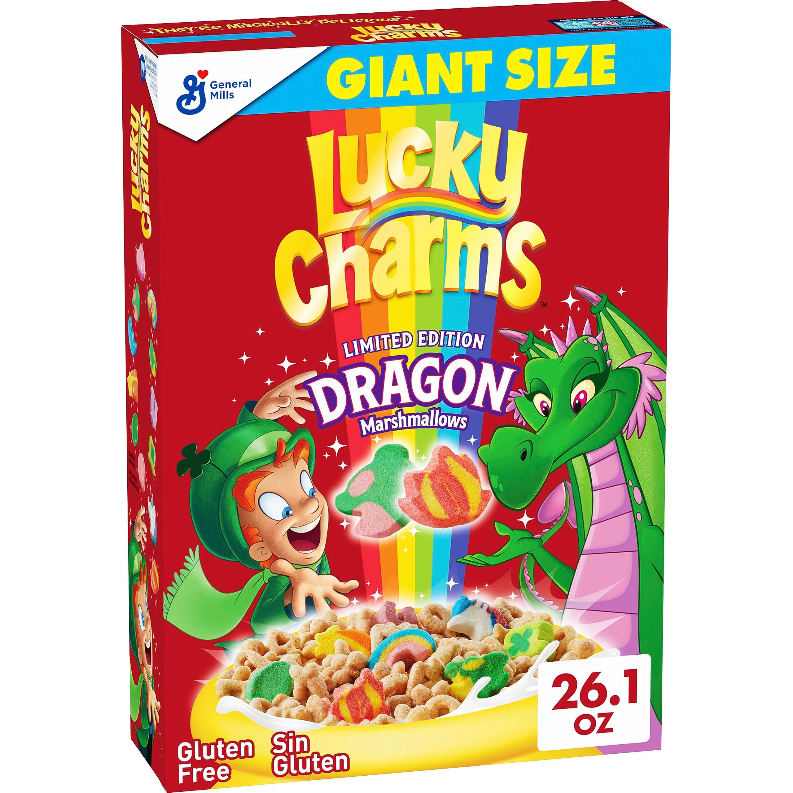 Lucky Charms Gluten Free Cereal with Marshmallows, Kids Breakfast Cereal, Made with Whole Grain, Giant Size, 26.1 oz