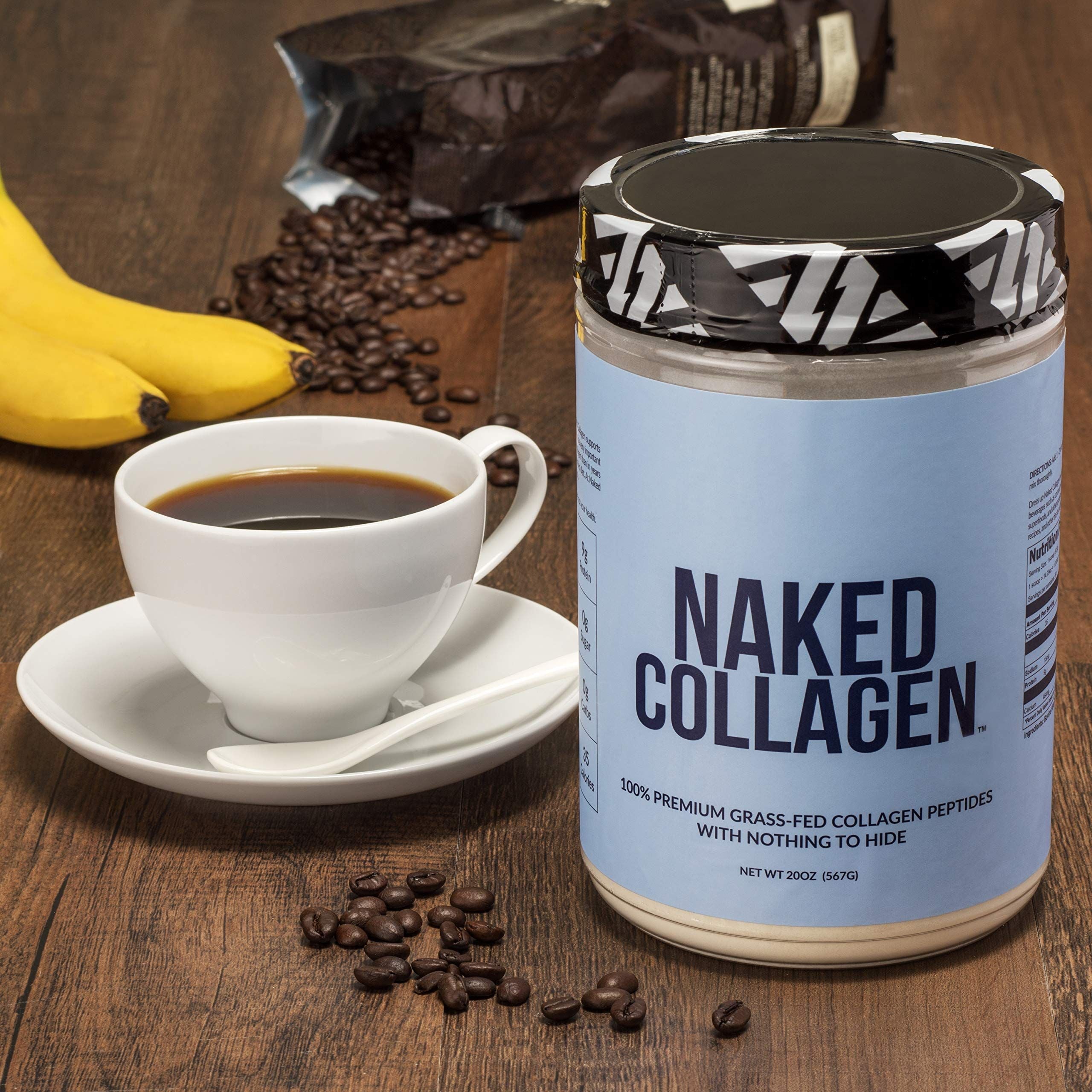 NAKED nutrition Naked Collagen - Collagen Peptides Protein Powder, 60 Servings Pasture-Raised, Grass-Fed Hydrolyzed Collagen Supplement | Paleo Friendly, Non-GMO, Keto, Gluten Free | Unflavored 20Oz