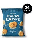 ParmCrisps - Original Cheese Parm Crisps, Made Simply with 100% REAL Parmesan Cheese, Made Simply with 100% REAL Cheese | Healthy Keto On-the-Go Snacks, Low Carb, High Protein, Gluten Free, Oven Baked, Keto-Friendly | 0.63oz (Pack of 24)