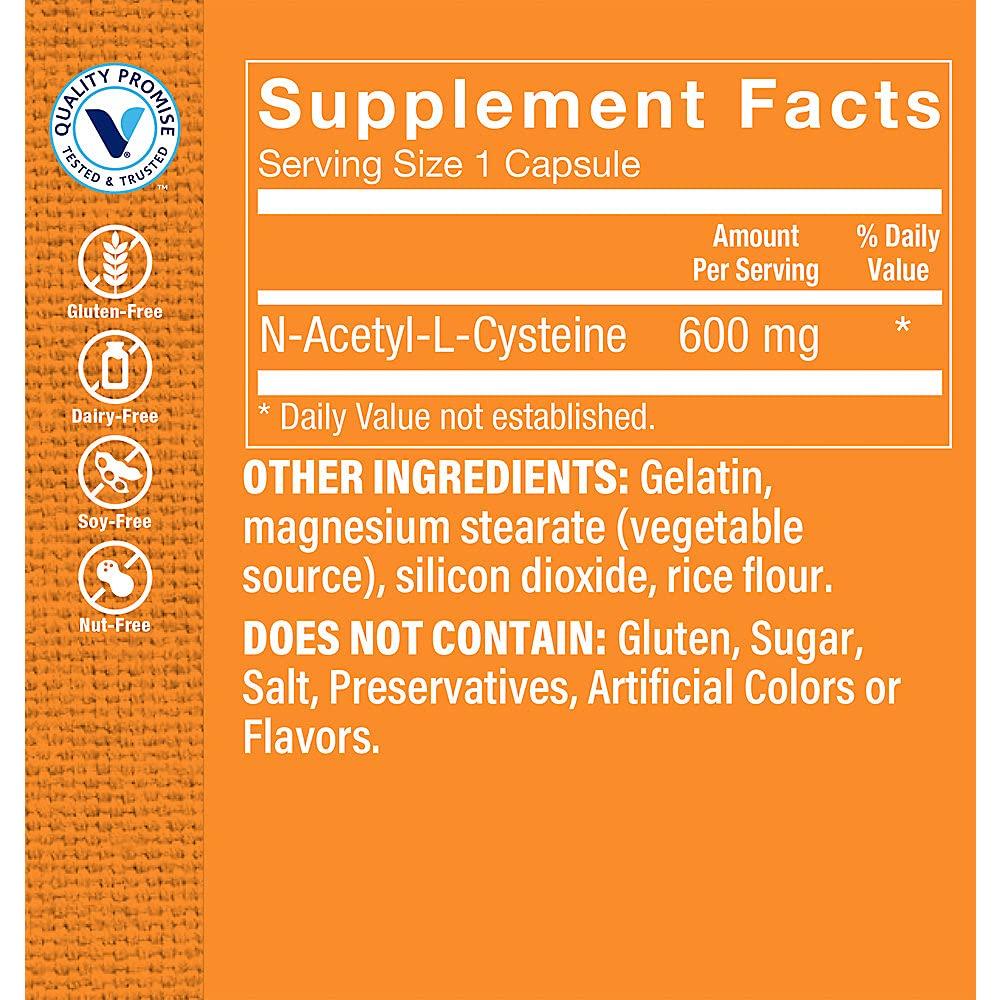 The Vitamin Shoppe NAC N-Acetyl-L-Cysteine - Promotes Cellucor Health, Immune &amp; Antioxidant Support - 600 MG (100 Capsules)