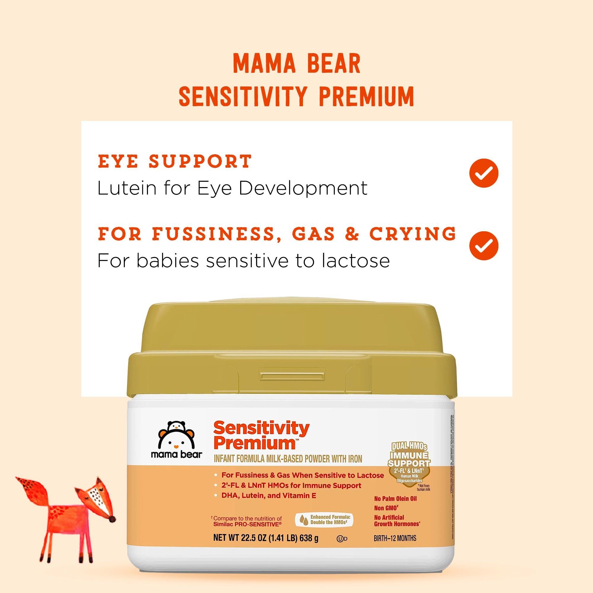 Amazon Brand - Mama Bear Sensitivity Baby Formula Powder with Iron, Reduced Lactose, Non-GMO, 2&#39;-FL HMO for Immune Support, 1.4 Pound (Pack of 1)