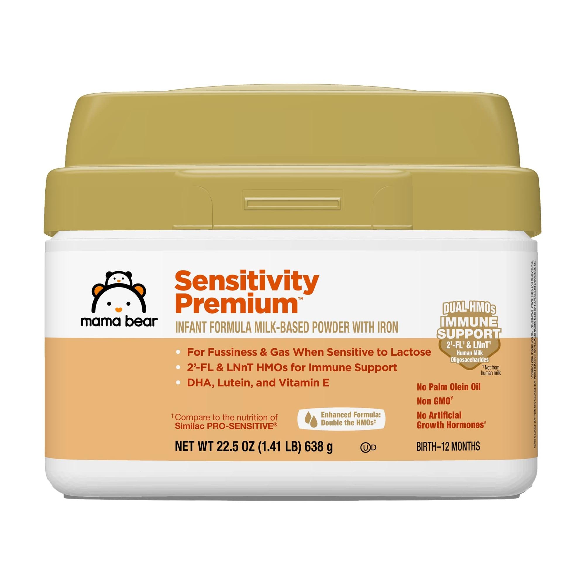 Amazon Brand - Mama Bear Sensitivity Baby Formula Powder with Iron, Reduced Lactose, Non-GMO, 2&#39;-FL HMO for Immune Support, 1.4 Pound (Pack of 1)