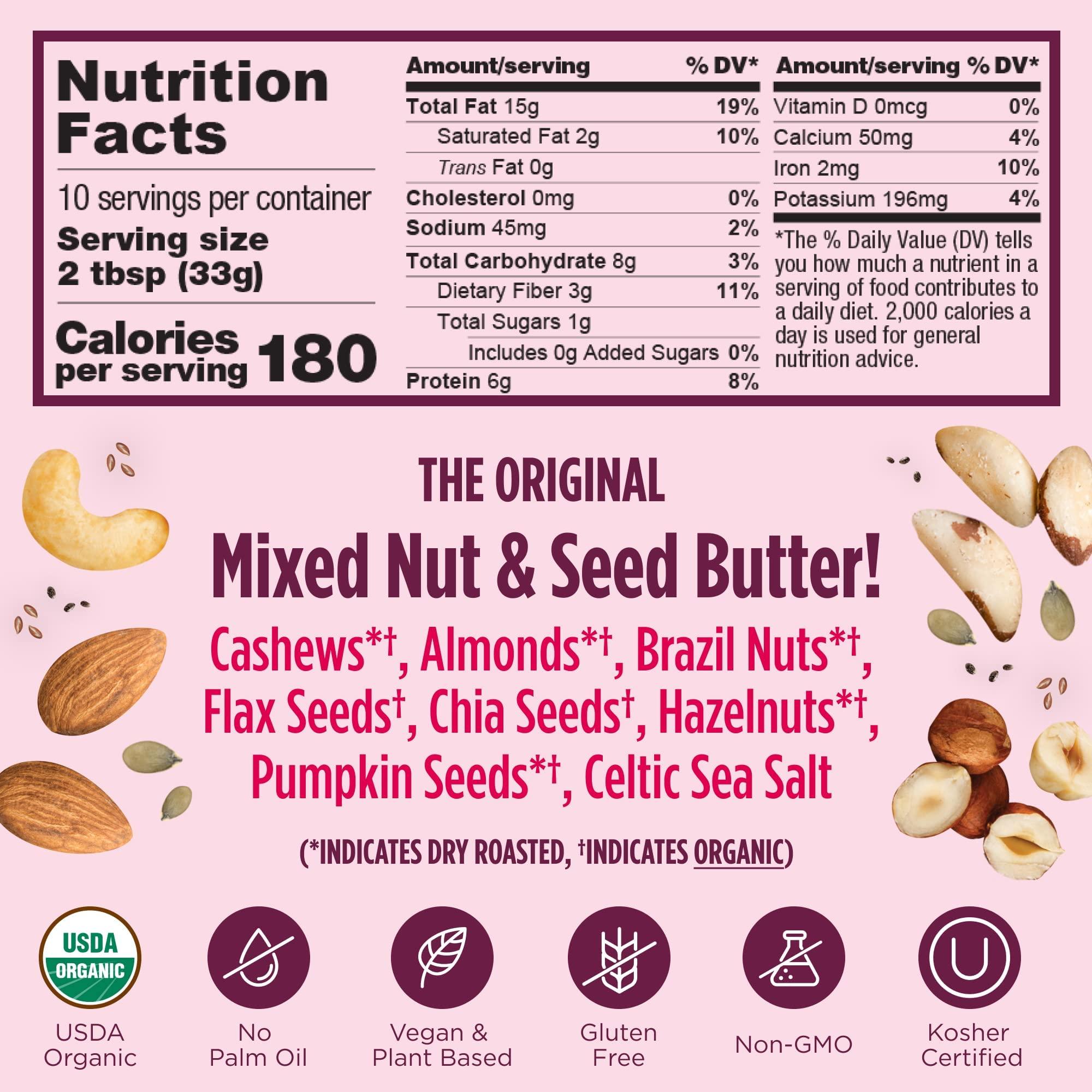 Organic Power Fuel Crunchy Nut Butter by NuttZo | 7 Nuts &amp; Seeds Blend, Paleo, Non-GMO, Gluten-Free, Vegan, Kosher | 1g Sugar, 6g Protein | 26oz Jar