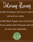 Eat Well Whole Black Peppercorns 12 oz and Coarse Crystal Himalayan Salt 2 lb, Salt and Pepper Coarse Pepper Corns and Natural Coarse Grain Himalayan Pink Salt & Black Peppercorns for Grinder Refill