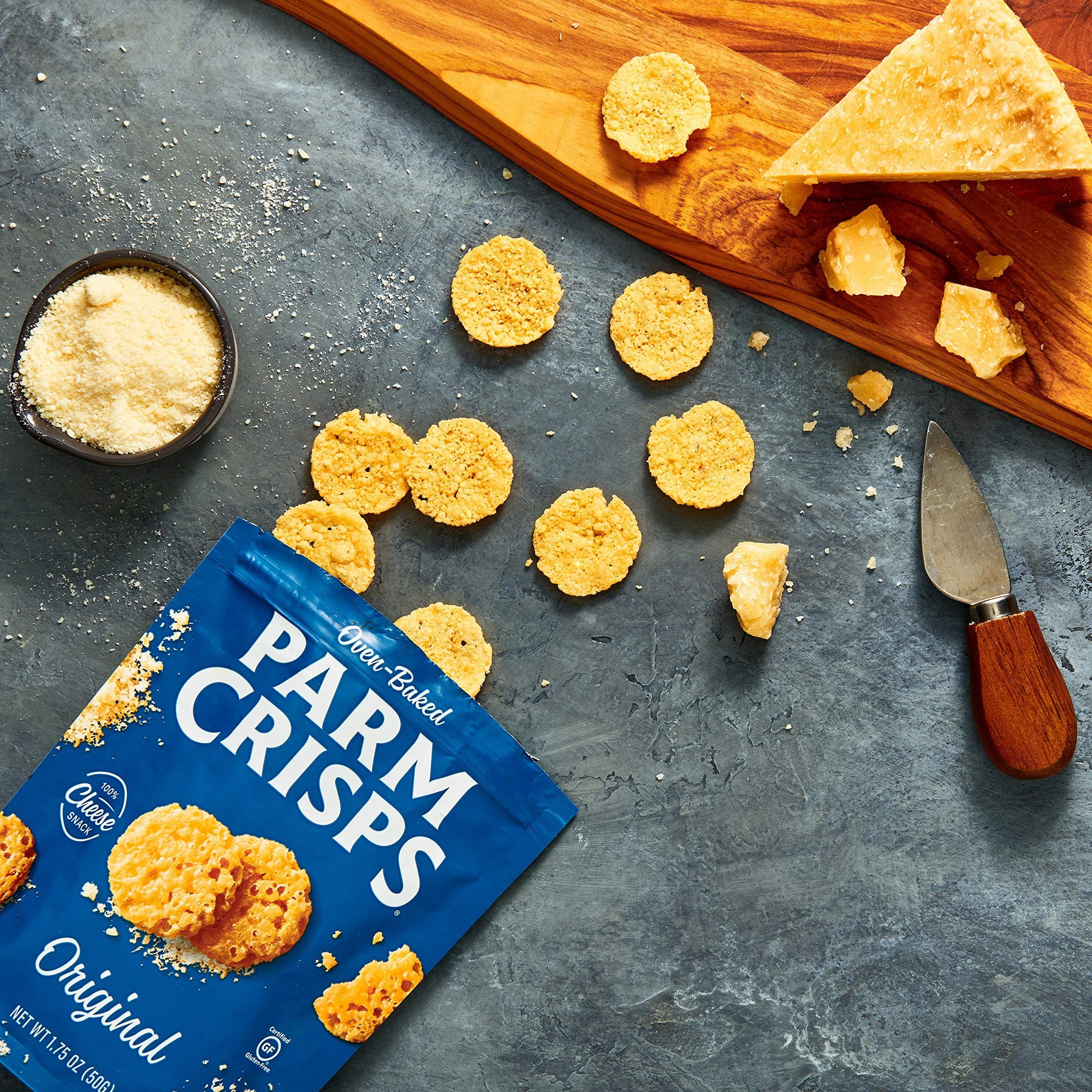 ParmCrisps - Original Cheese Parm Crisps, Made Simply with 100% REAL Parmesan Cheese, Made Simply with 100% REAL Cheese | Healthy Keto On-the-Go Snacks, Low Carb, High Protein, Gluten Free, Oven Baked, Keto-Friendly | 0.63oz (Pack of 24)